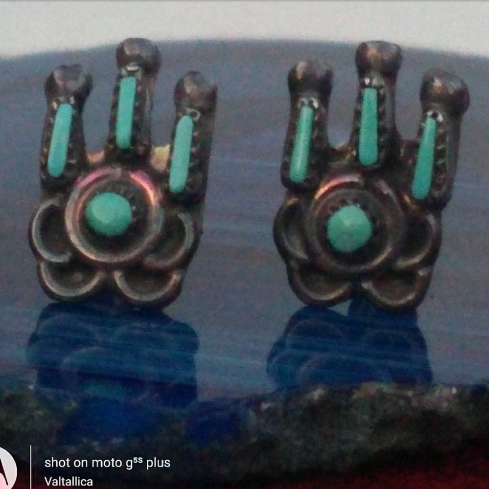 ⏳SALE Native American Silver Turquoise Petit Point - Picture 2 of 8